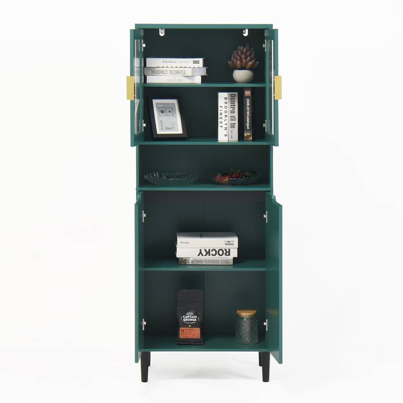 Stylish Green Glass Door Bookcase - Versatile Storage for Any Room