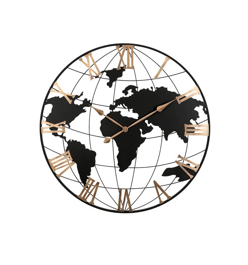 Vintage-Inspired World Map Wall Clock