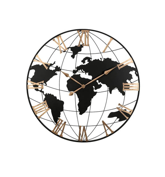 Vintage-Inspired World Map Wall Clock