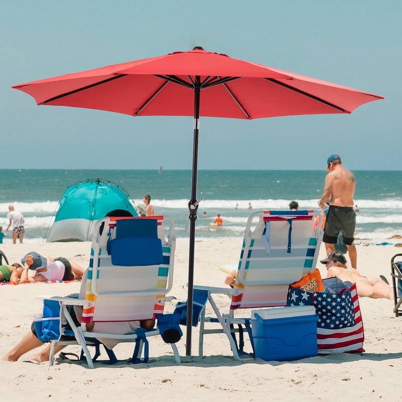 SunnyShade Red Patio Umbrella - Tilt & Crank for Easy Enjoyment!
