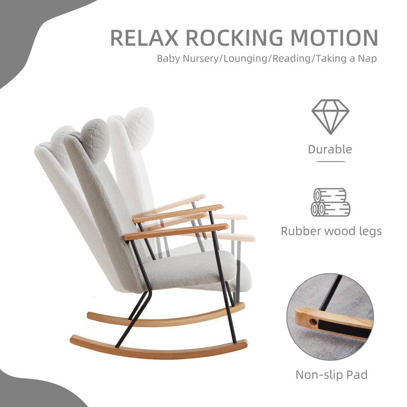 Cozy Rocking Chair with Adjustable Headrest