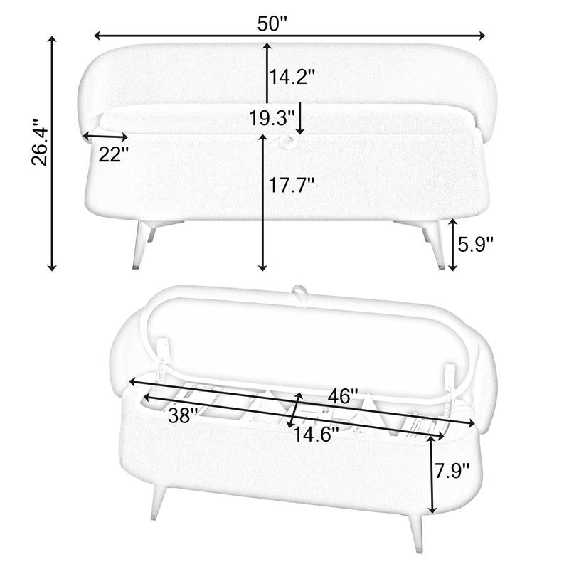 Dreamy Teddy Long Storage Sofa Stool