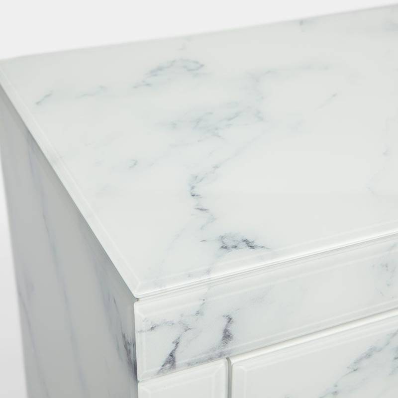 Chic Marble Nightstand with Three Drawers