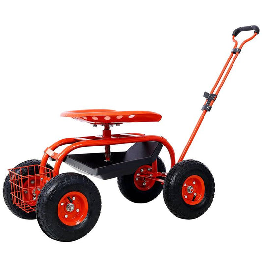 Garden Buddy Scooter: Rolling Seat with Tool Tray and Swivel Convenience