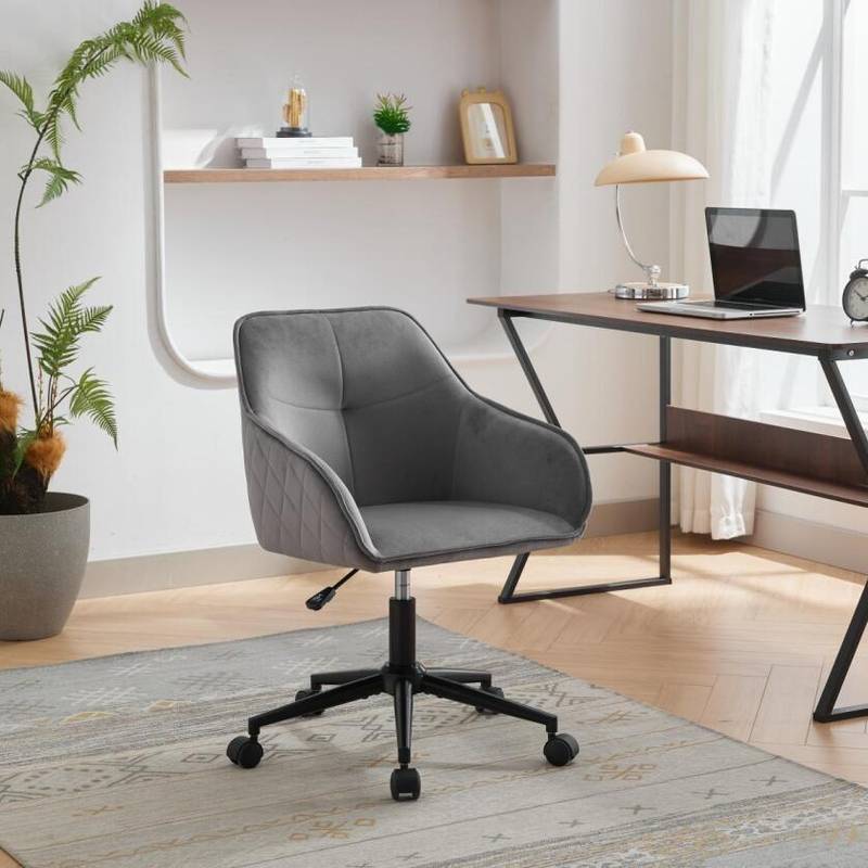 Chic Velvet Rolling Desk Chair