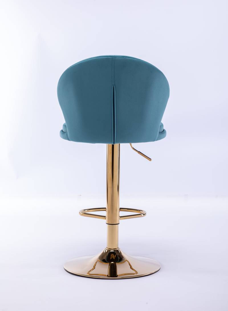 Chic Swivel Bar Stools with Velvet Touch and Gold Accents - Baby Blue Duo
