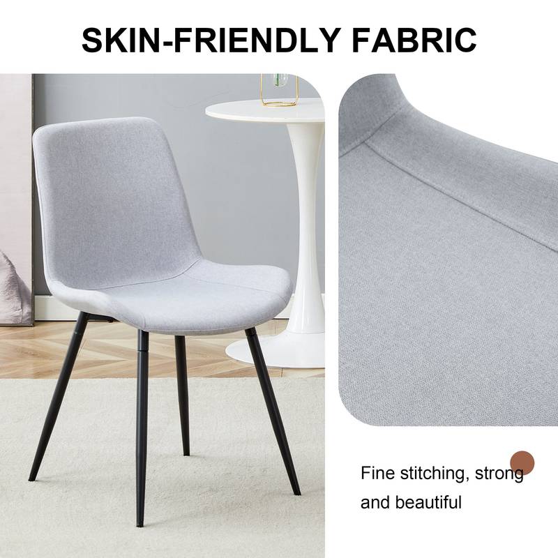 Cozy Linen-Cotton Dining Chair Set - Four Light Gray Beauties