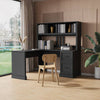 Chic Antiqued Black Home Office Desk with Hutch