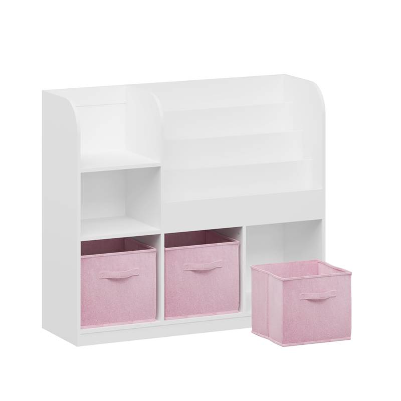 Whimsical Kids' Bookcase with Fun Fabric Drawers