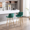 Chic Green Velvet Bar Stools with Gold Legs - Set of Two
