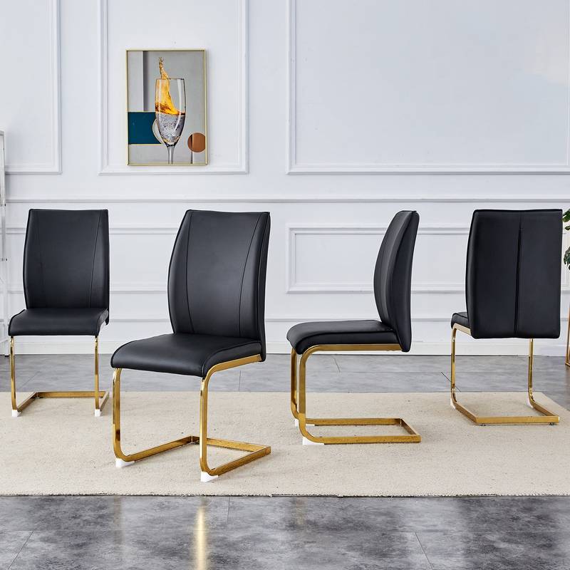Chic Arch Dining Chairs - Set of Four Black Elegance