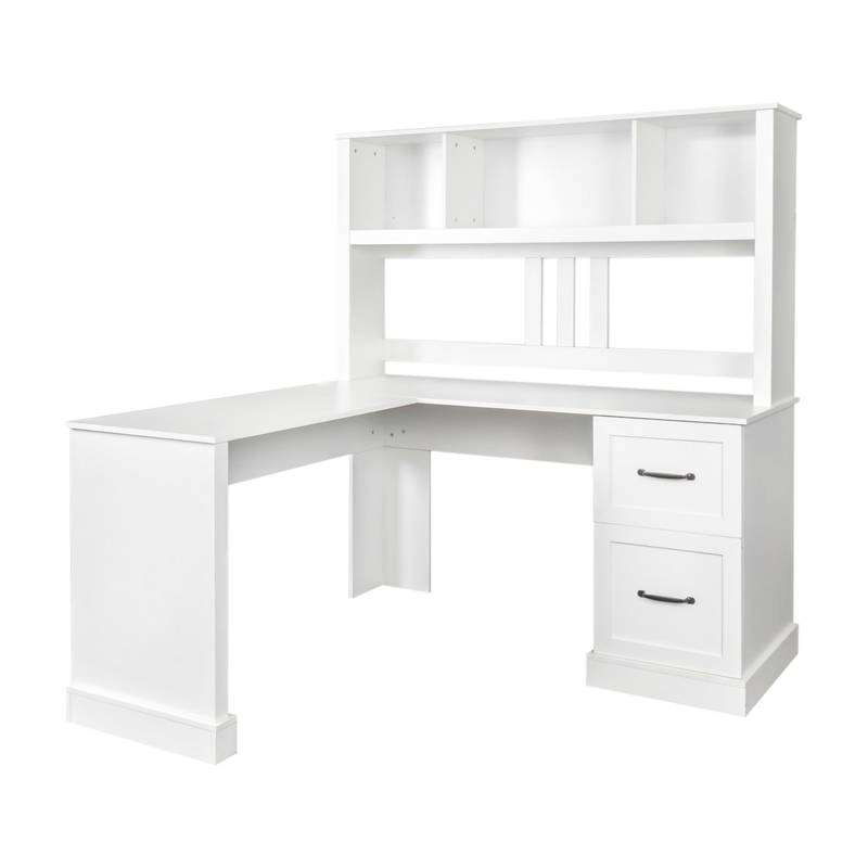 Chic White Desk with Hutch for Home Office