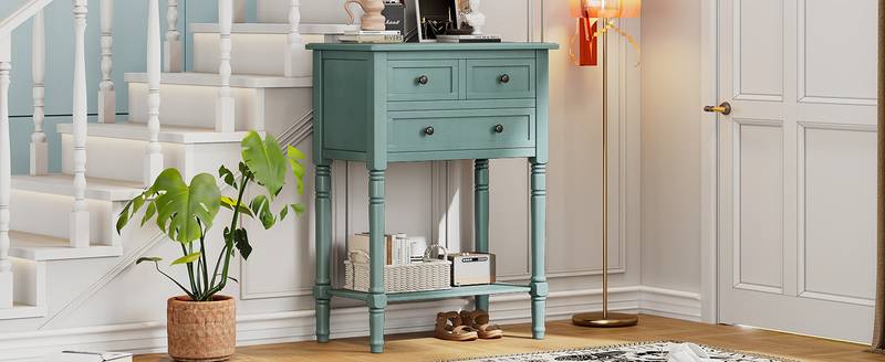 Charming Slim Console Table with Drawers
