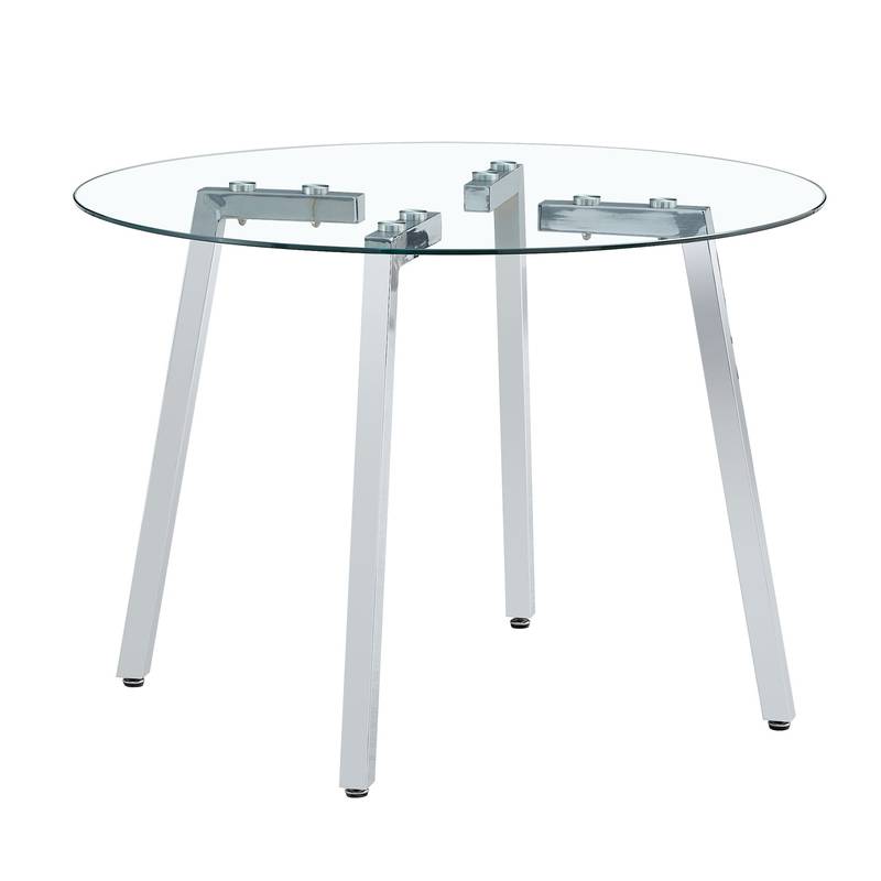 Chic Glass Dining Set with Sleek Leather Chairs