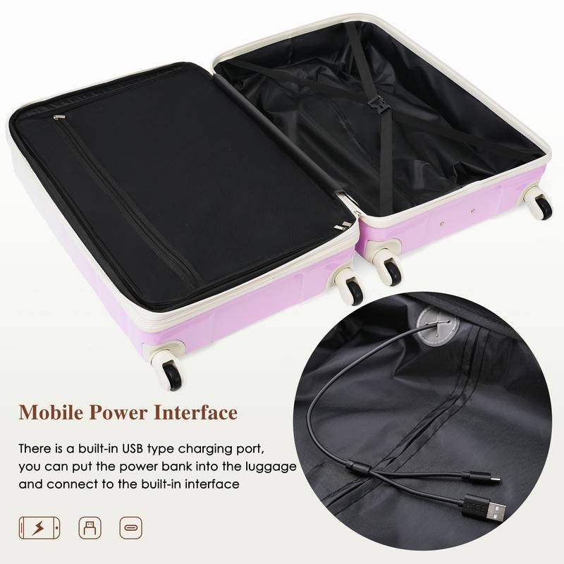 TravelBuddy Pro: Stylish Carry-On Luggage Set with USB Port & Cup Holder