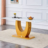 Elegant Marble-Style Dining & Desk Table with Gold Legs