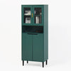 Stylish Green Glass Door Bookcase - Versatile Storage for Any Room