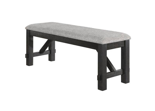 Charming Upholstered Bench in Wheat Charcoal Finish