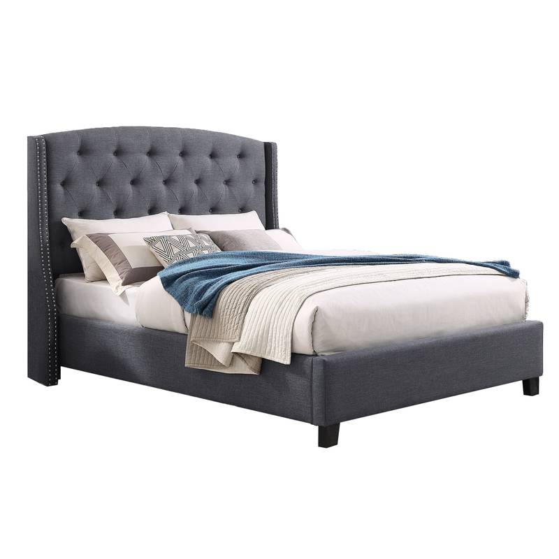 Belize Dream Bedroom Set: Chic Tufted Bed & Gray Nightstands