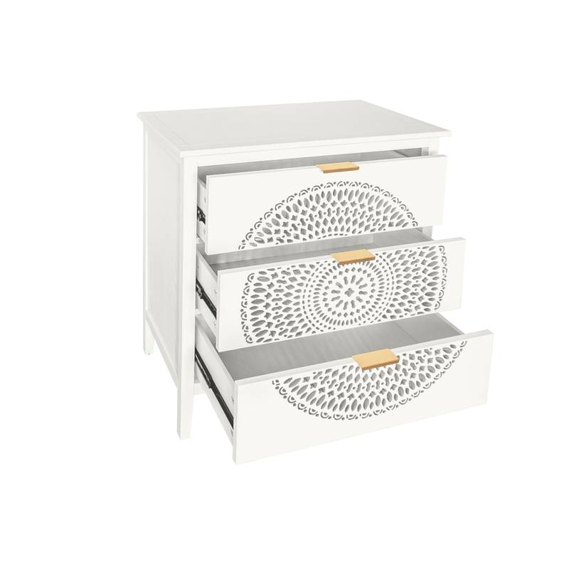 Chic Hollow-Carved 3-Drawer Storage Cabinet