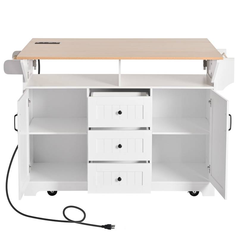 Stylish Rolling Kitchen Island with Drop Leaves and Storage