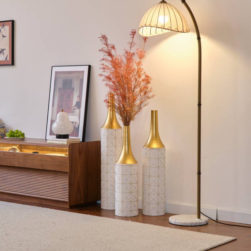 Gorgeous White Metal Vase Trio