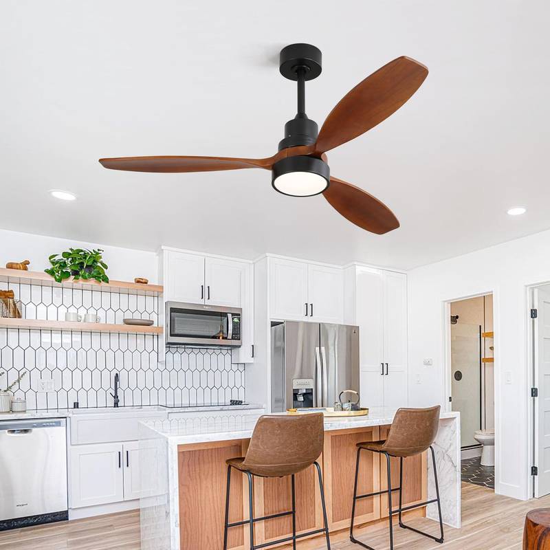 Wooden Ceiling Fan with Remote & LED Light