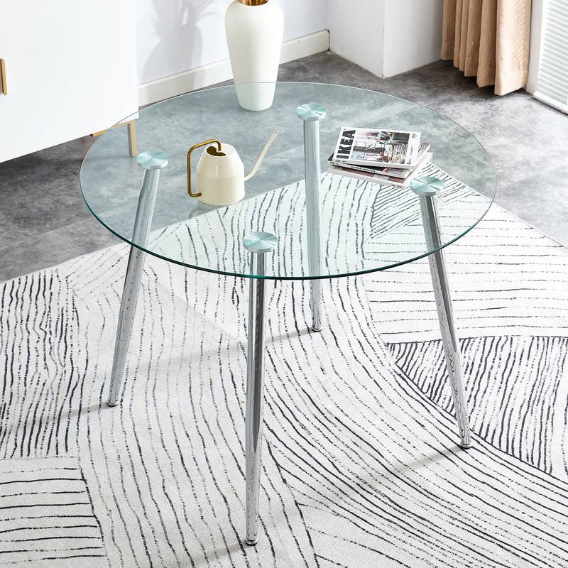 Sleek Silver Round Dining Table