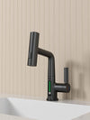 Sleek Matte Black Rotating Waterfall Faucet with LED Temperature Display