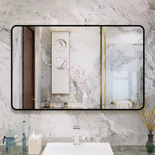 Chic Black Rounded Bathroom Mirror for Modern Farmhouse Style