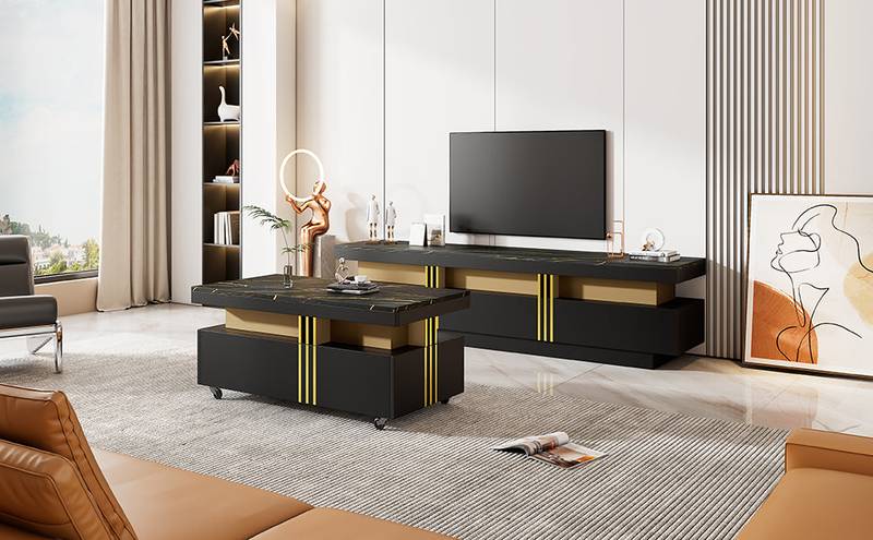 Sleek Luxe TV & Coffee Table Duo