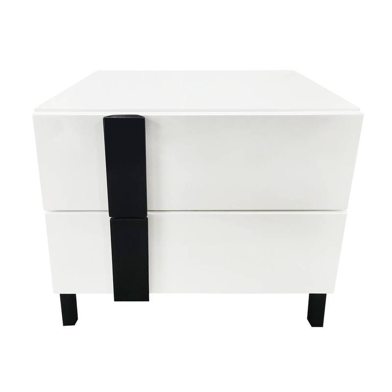 Sleek White LED Bedroom Set with Floating Bed & Nightstands