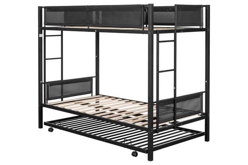 Cozy Twin Bunk Bed with Trundle - Sturdy & Noise-Free Design
