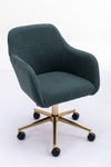 Chic Green Teddy Swivel Chair with Gold Legs