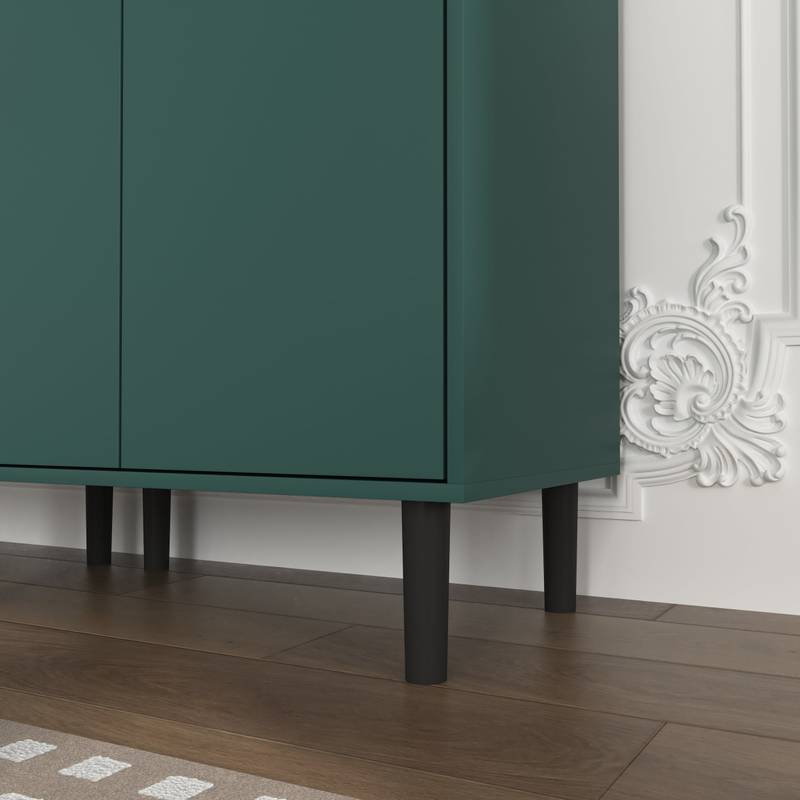 Stylish Green Glass Door Bookcase - Versatile Storage for Any Room