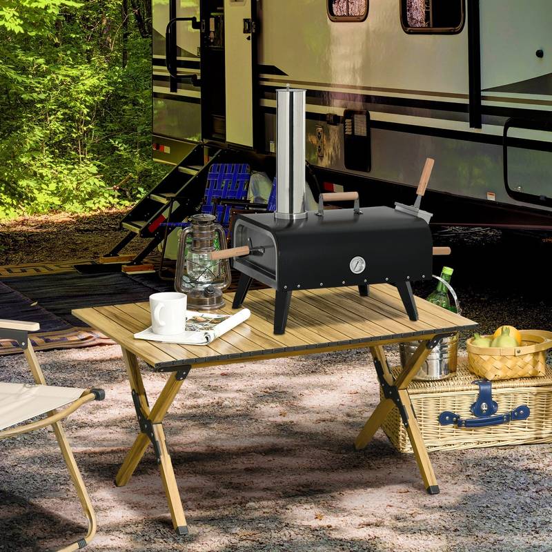Outsunny Portable Pizza Oven - Stone-Fired BBQ Bliss!