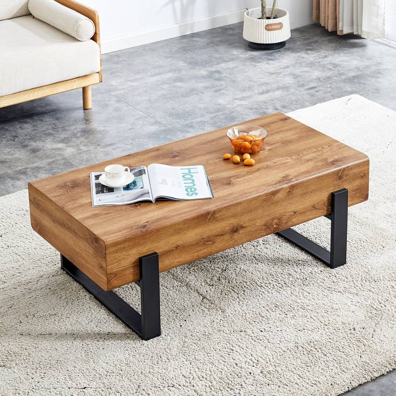 Chic Rustic Coffee Table with Metal Legs