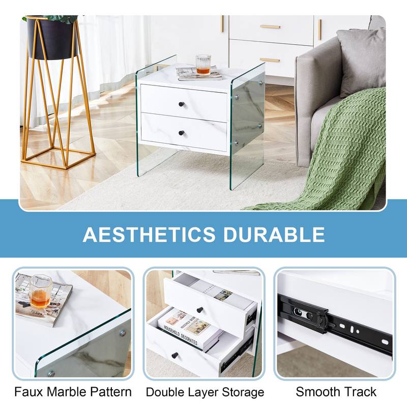 Chic Glass-Top Nightstand