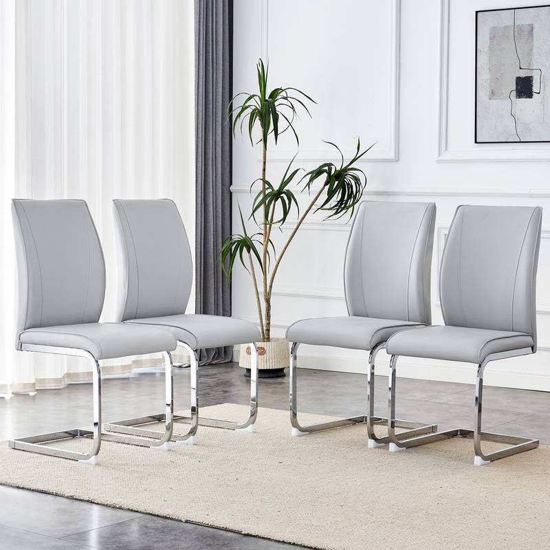 Chic Light Gray Arch Dining Chairs - Set of Four