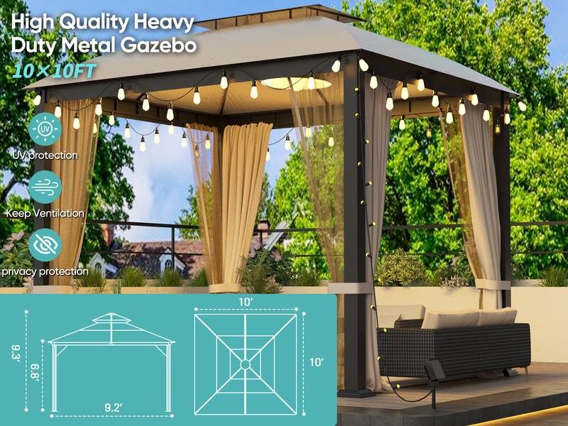 Cozy Retreat Gazebo with Bug Net & Sunshade