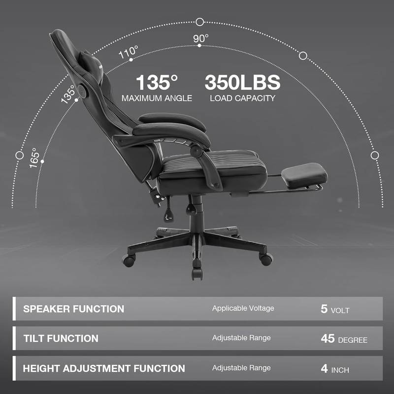 Ultimate Gamer Chair with Built-in Speakers & Comfort Support