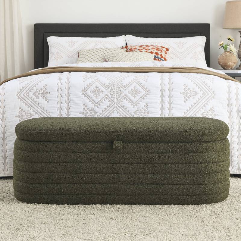 Cozy Green Teddy Storage Bench