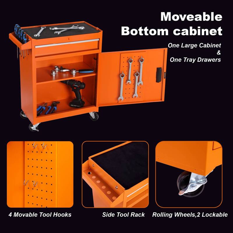 Rolling Tool Organizer with Detachable Box