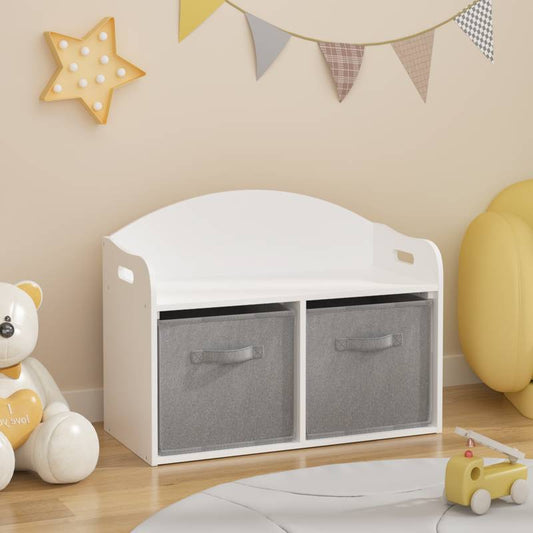 Whimsical Wooden Toy Chest & Bench with Fabric Drawers