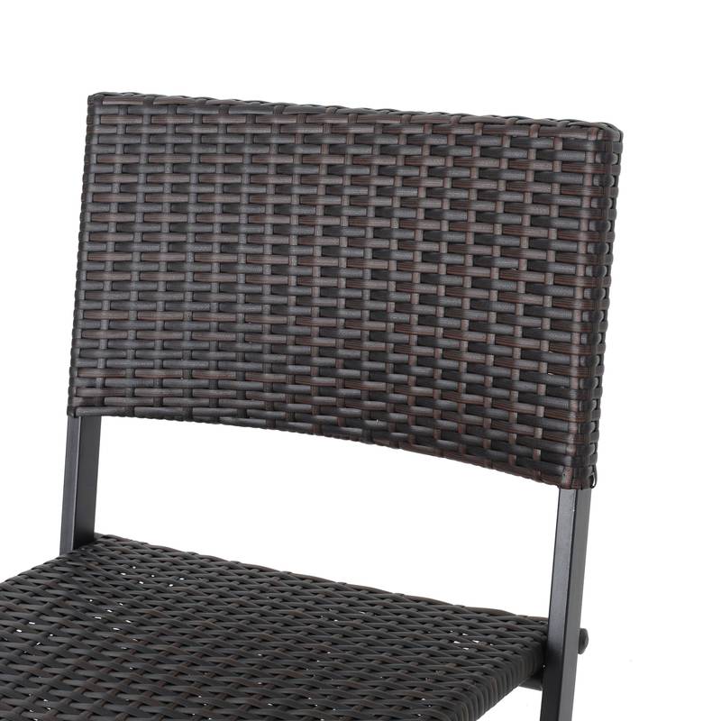 Chic Foldable Wicker Patio Bar Stools - Set of Two