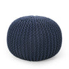 Navy Knitted Cotton Pouf