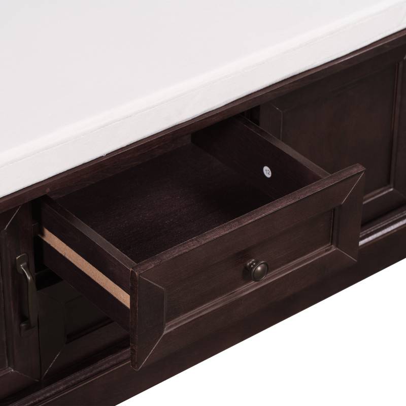 Cozy Storage Bench with Cushioned Top and Double Cabinetry