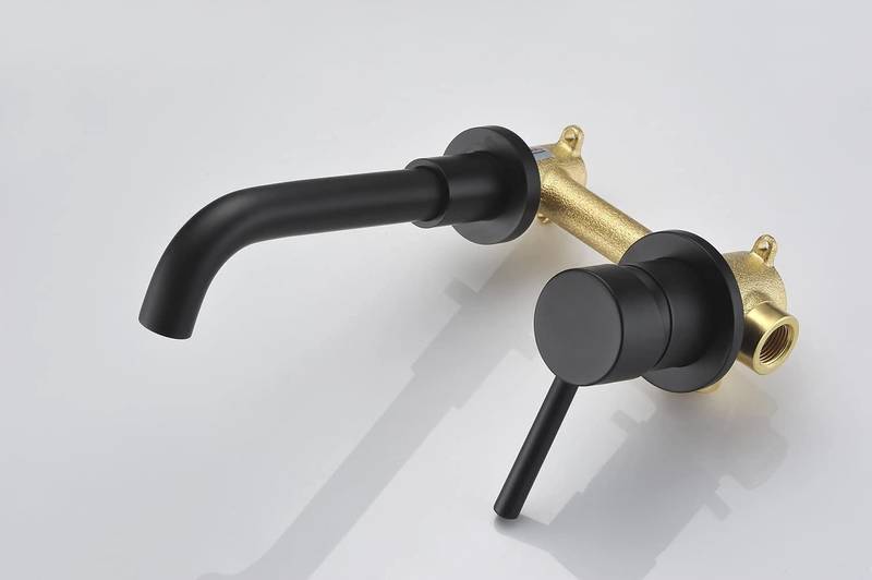 Sleek Matte Black Wall-Mount Bathroom Faucet