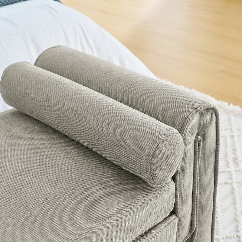Cozy Gray Linen Bench