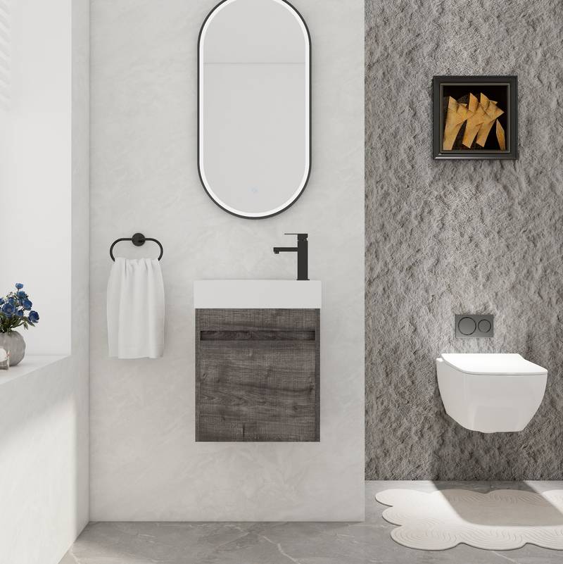 Elegant Wall-Mounted Vanity with Soft-Close Cabinet and Sleek Sink